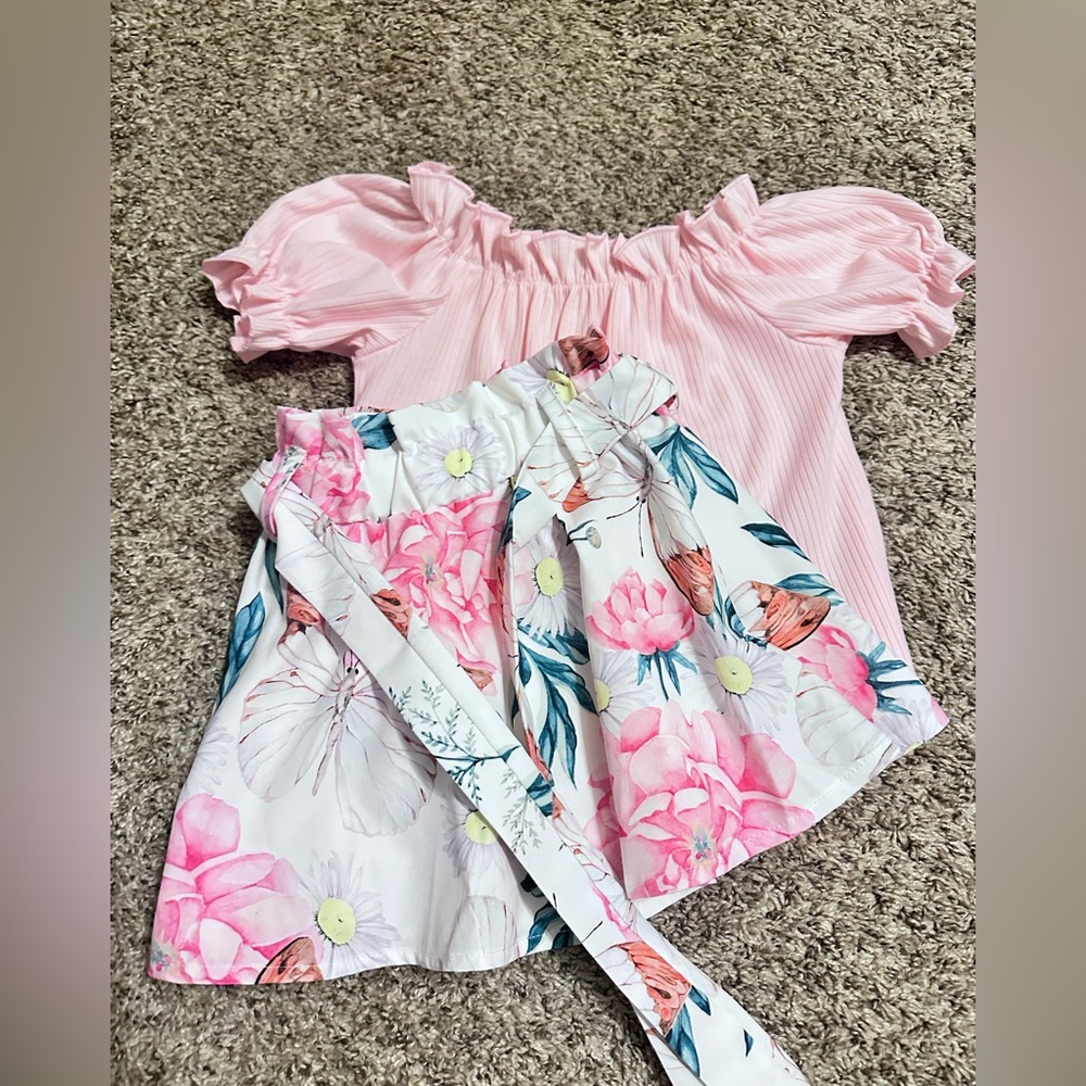 Pink floral toddler outfit